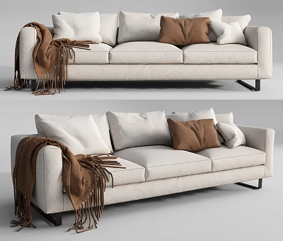 Modern three-seat sofa multiplayer sofa 3d model