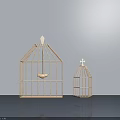 Wooden Birdcage Ornament Set Two Sizes Minimalist Home Decor Accents