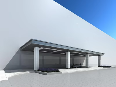 Modern Architectural Portico Structure With Roof Columns White Walls And Blue Sky 3d model