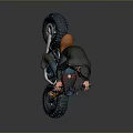 Man In Black Cap Sitting On Custom Motorcycle With Big Tires And Vintage Design