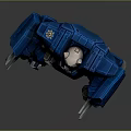 Blue Mecha Warrior Pilot In Mechanical Armor With Claw Weapon Standing Pose