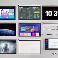 Projection Monitoring System Featuring Multiple Screens Data Dashboards Time Display And Equipment