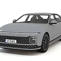 Sleek Gray Modern Sedan With Streamlined Body Front Grille And Alloy Wheels
