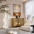 Middle Ancient Side Cabinet Decorative Cabinet Floor Lamp Carpet Curtain Hanging Picture 3d model