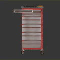 Red Mobile Tool Cart With Multiple Drawers Gray Top And Rolling Wheels 3d model