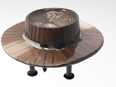 Durable Wooden Outdoor Chair With Round Seat And Sturdy Black Support Legs 3d model