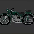 Green Vintage Motorcycle With Black Seat And Shiny Metal Retro Design