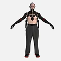 Sci-Fi Humanoid Character With Mechanical Armor Design Black Gloves And Red Soled Footwear