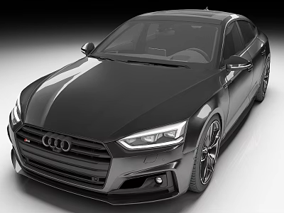 Black Audi Coupe With Sporty Front Grille And Sleek Alloy Wheels Design 3d model
