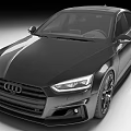 Black Audi Coupe With Sporty Front Grille And Sleek Alloy Wheels Design