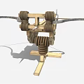 Ancient Wooden Siege Weapon With Wheels Launch Mechanism And Metal Parts Structure