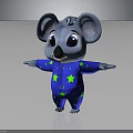 Adorable 3D Koala Character Wearing Blue Onesie With Green Stars And Arms Outstretched