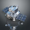 Spacecraft Lander Model With Solar Panels Metallic Structure Landing Legs And Scientific Instruments