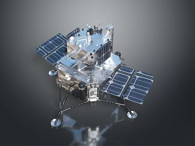 Spacecraft Lander Model With Solar Panels Metallic Structure Landing Legs And Scientific Instruments 3d model