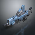 Futuristic Sci-Fi Weapon Featuring Blue Metallic Finish and Advanced Tactical Design 3d model