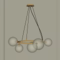 Modern Hanging Chandelier With Gold Frame And Transparent Glass Globes
