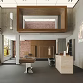 Modern Clothing Store Interior With Brick Wall Wooden Racks And Fashion Display Areas