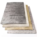 Multiple Square Rugs Featuring Textured Stripes In Gray Beige Gold Shades 3d model