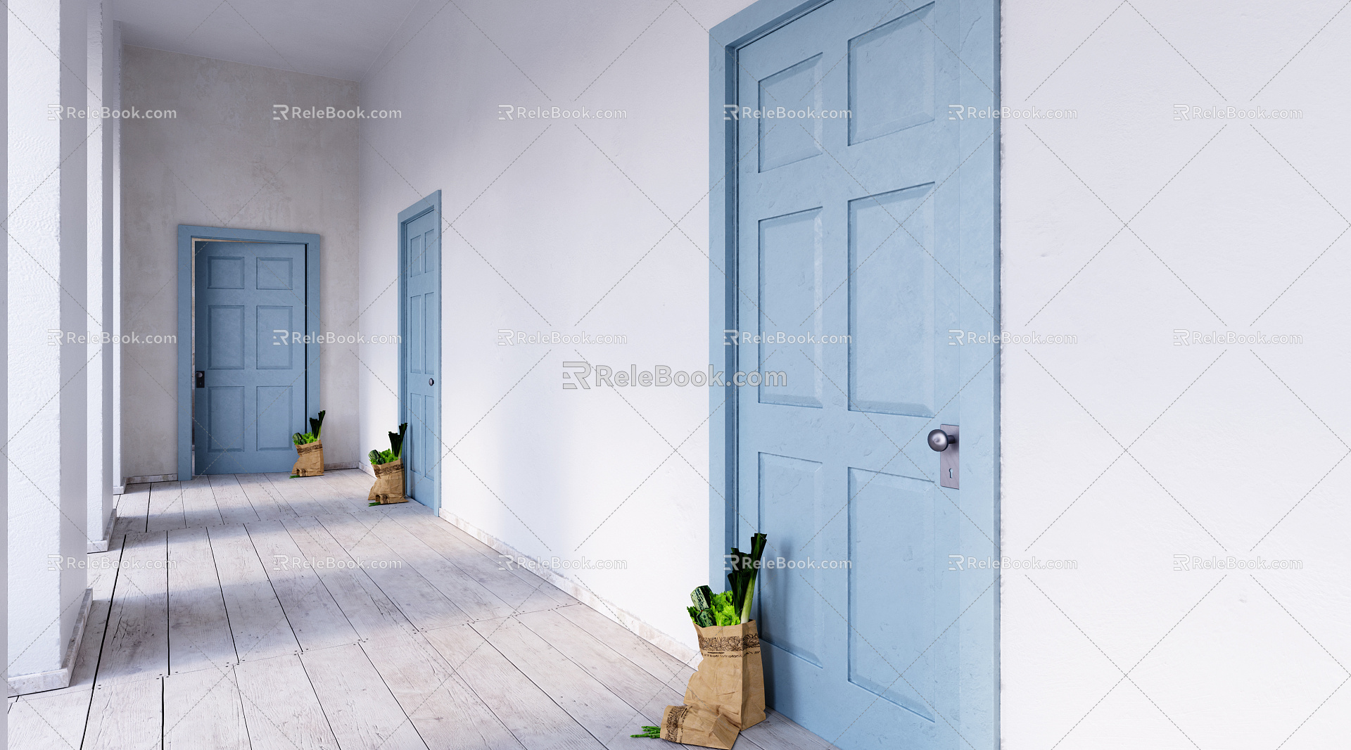 Modern aisle cozy interior 3d model