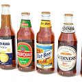 Assorted Beer Bottles From Various Brands With Distinct Labels Arranged In A Row 3d model