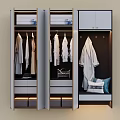 Modern Wardrobe Interior With Hanging Shirts Robes Drawers And Built in Lighting