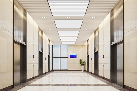 modern elevator hall 3d model