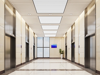 modern elevator hall 3d model