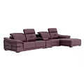 Modern Purple Leather L Shaped Sectional Sofa With Tufted Backrest And Armrests 3d model