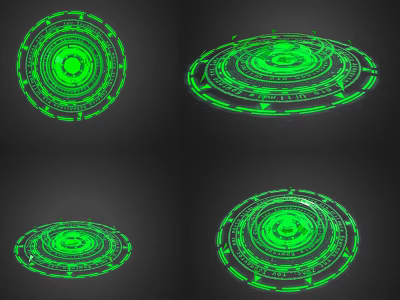 Futuristic Green Circular Wall Decor With Digital Geometric Patterns And Lines 3d model