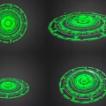 Futuristic Green Circular Wall Decor With Digital Geometric Patterns And Lines 3d model