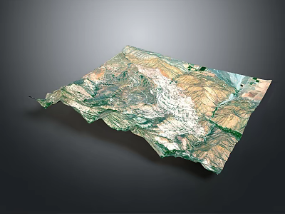 Detailed Natural Landscape Terrain with Mountain Ranges Green Valleys and River Paths 3d model