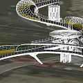 Modern Spiral Landscape Bridge Featuring Unique Curved Structure And Glass Walkway