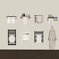 Stylish Modern Bathroom Accessories With Wall Mounted Towel Racks Shelves And Bathrobe