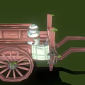 Rustic Wooden Cart With Bucket And Lantern On Green Background Scene