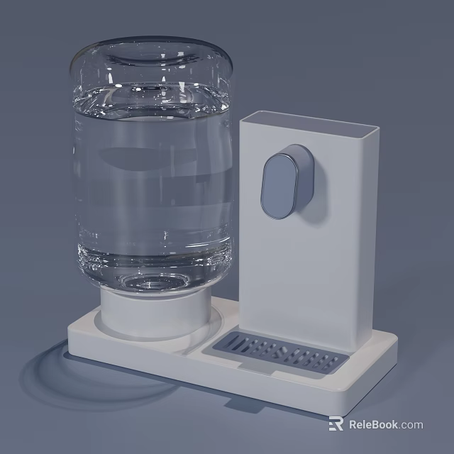 Modern Home Water Dispenser With Transparent Bottle White Base Button And Tray 3d model 