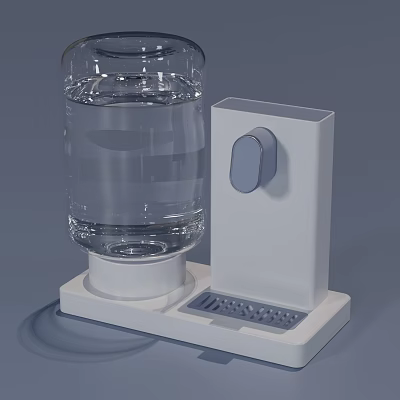 Modern Home Water Dispenser With Transparent Bottle White Base Button And Tray 3d model