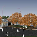 Modern Architectural Complex With Green Landscape Trees Curved Roads And Open Spaces