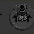 3D Rendered Silver Weapon Model With Cannonball And Mechanical Structure Base