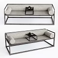 New Chinese-style Rohan Bed Multi-person Sofa Double Sofa Pillow 3d model