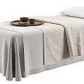 Medical Equipment Physiotherapy Treatment Bed with Gray Sheets Towels Pillow and Tray for Rehabilitation