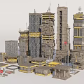 Futuristic Architecture Urban Scene With Tall Modern Buildings And Structures