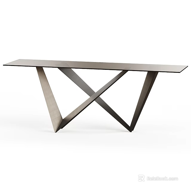 Modern Console Table Design With Geometric Crossed Legs And Sleek Top Surface 3d model 