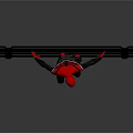 Glass Wall With Spider-Man In Red And Black Costume Standing In Front Of Reflective Background