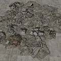 Piles of Rough Stones and Broken Wooden Debris Scattered On Concrete Ground