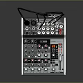 Professional Audio Mixer With Multiple Knobs Buttons Cables And Antenna