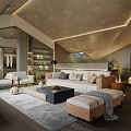 Modern Hotel Room Interior Design With Cozy Sofa Soft Lighting Green Plants And Plush Carpet