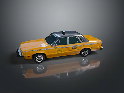 Yellow Taxi Model With Roof Sign Striped Body And Reflective Surface 3d model