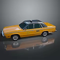 Yellow Taxi Model With Roof Sign Striped Body And Reflective Surface
