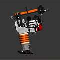 Orange and Black Industrial Vibratory Rammer With Spring Base Construction Tool 3d model