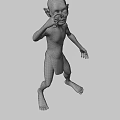 Emaciated Fantasy Game And Movie Character With Pale Skin Raised Arm And Loincloth